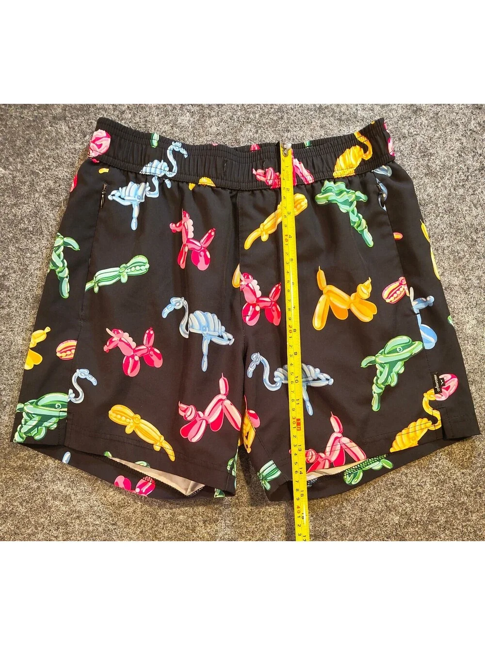 Maamgic Swim Shorts Men’s XS Black Balloon Animal Print Elastic Waist Pockets